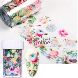 Folii de transfer, folie de unghii cu Frunze cu flori color F021DD